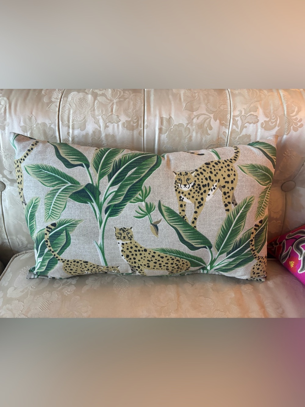 Tropical Cheetah Lumbar Support Pillow 19”x12” Home Decor Big Cat